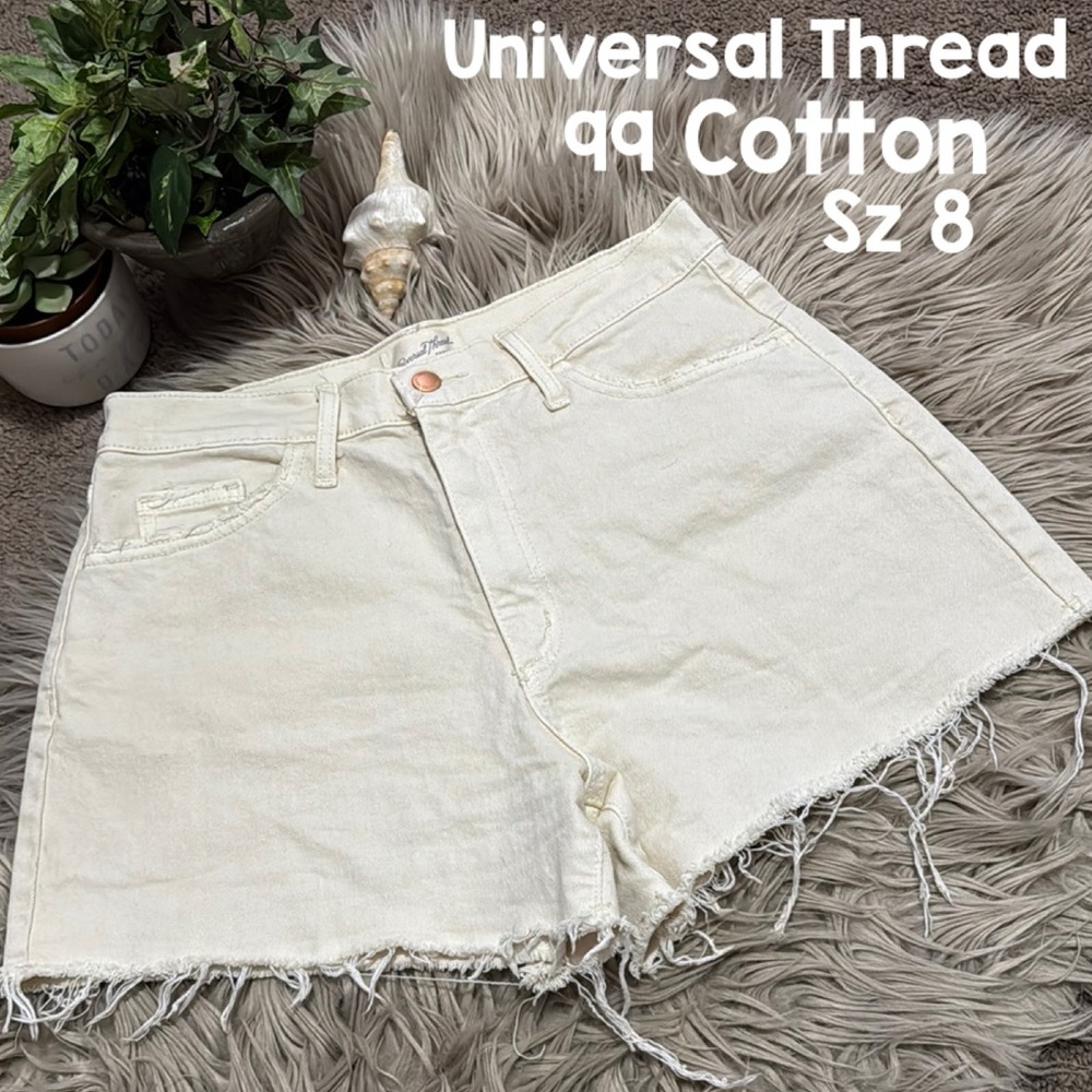 Universal Thread Sz 8 Highrise Shortie-Beige-99 Cotton